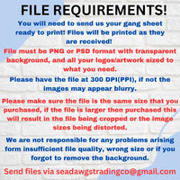 Custom DTF Gang Sheets by size